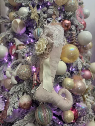 Calza decorativa velluto e pizzo