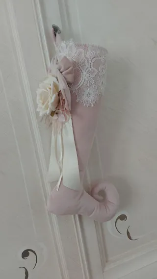 Calza decorativa velluto e pizzo