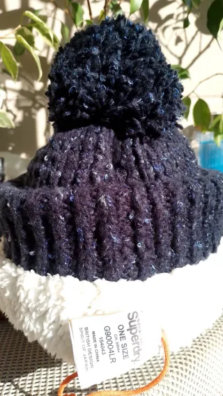 Gorro y cuello bufanda azul Superdry