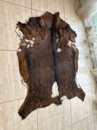 Alfombra Piel Auténtica Marrón y Blanca