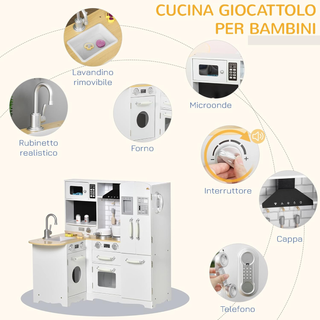 Cucina Giocattolo per Bambini 3-6 Anni in Legno co