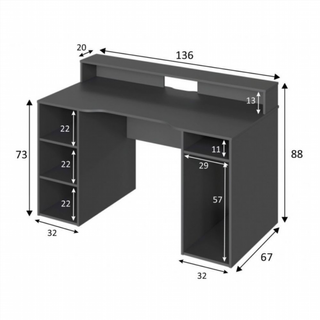 Escritorio Mesa Ordenador Gamer. Gris Antracita