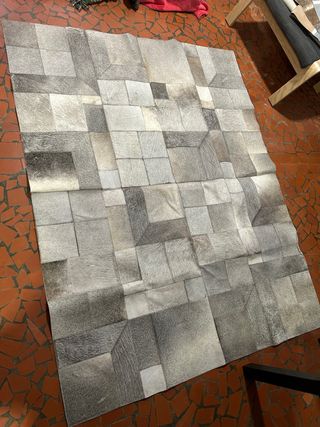 Alfombra Piel Gris y Blanca
