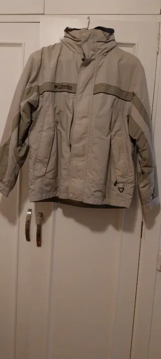Abrigo Columbia Gris y Beige Doble Forro