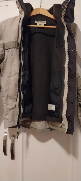 Abrigo Columbia Gris y Beige Doble Forro