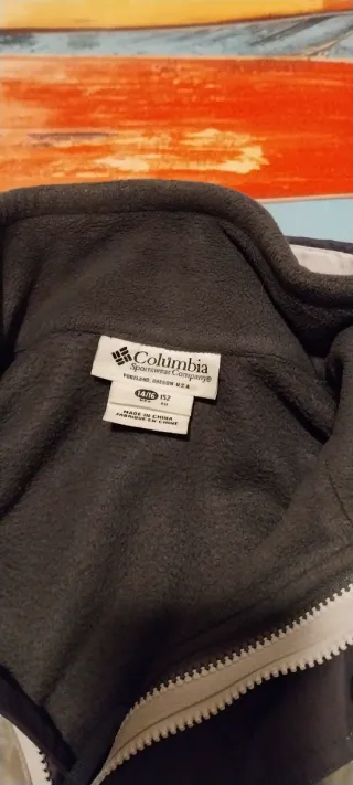 Abrigo Columbia Gris y Beige Doble Forro