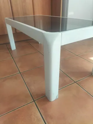 Mesa de centro moderna cristal y blanco