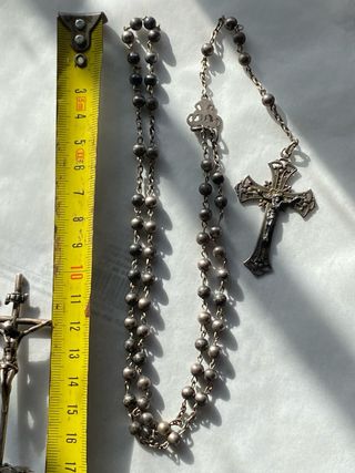 Lote plata y plateados objetos religiosos