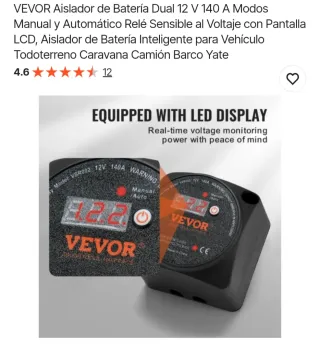 Aislador Batería Dual VEVOR 12V 140A