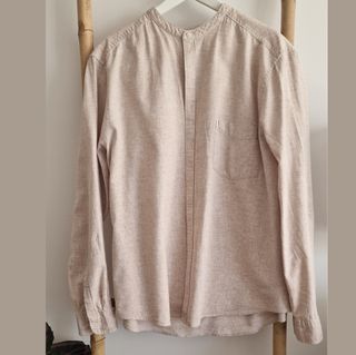 (XXL) CAMISA CUELLO MAO LINO BEIGE MANGA LARGA