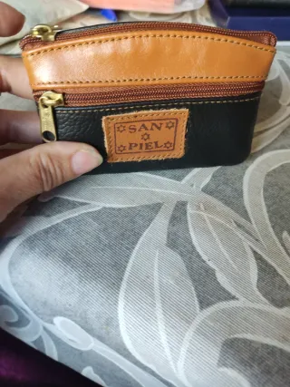 Monedero de piel San Piel negro y marrón
