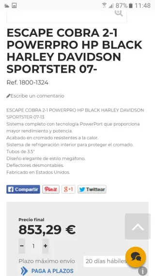 Escape 2 en 1 Cobra Harley Davidson Sportster