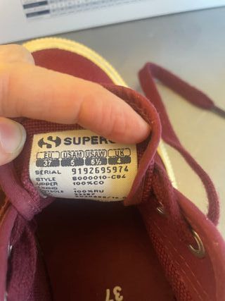 Zapatillas Superga Burdeos Talla 37