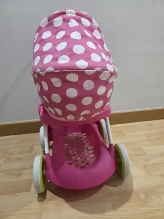 Carrito de muñecas rosa lunares