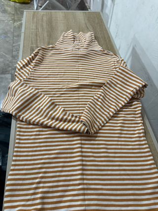 Camiseta cuello alto rayas marrones Talla 40