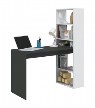 Escritorio Estantería. Blanco-Gris Antracita