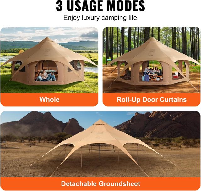 VEVOR Tienda de Campana de Lona de 5m,4 estaciones
