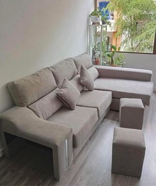 Sofá modular gris tela envío gratis nuevos