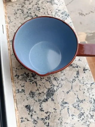 Cazo Leche Esmaltado Vintage Azul