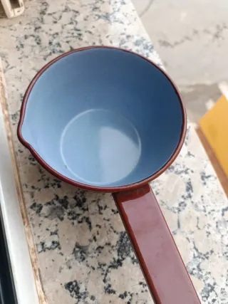 Cazo Leche Esmaltado Vintage Azul