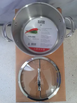 Batería Cocina Kuhn Rikon Blanca y Plateada