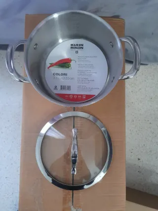 Batería Cocina Kuhn Rikon Blanca y Plateada