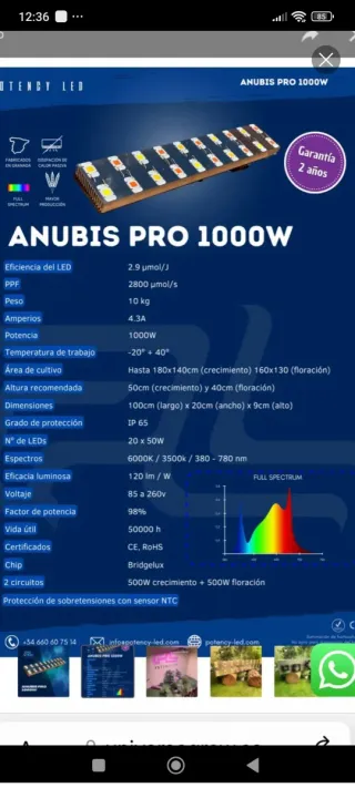 Foco LED Anubis Pro 1000W