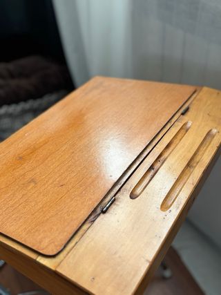 Pupitre vintage tijera madera y metal