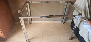 Mesa cristal y acero inoxidable