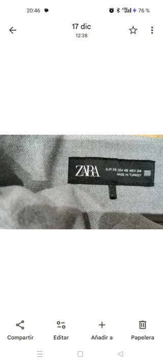 Pantalón gris de pinzas talla XS