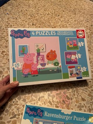 Lote 2 Puzzles y un peluche  Peppa Pig