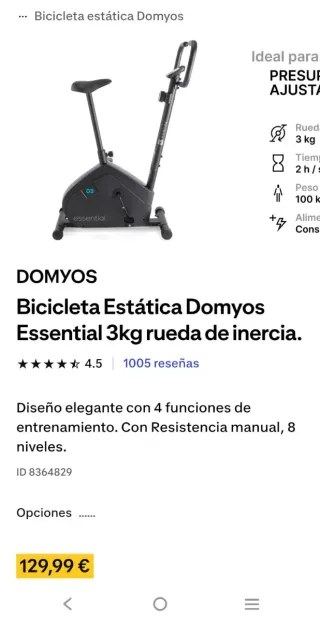 Bicicleta Estática Domyos Essential