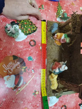 Grotta presepe vintage con 8 statuette