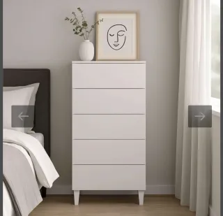 Cómoda blanca de 5 cajones
