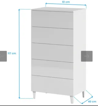 Cómoda blanca de 5 cajones