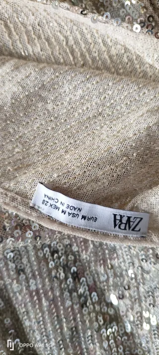 Abito lungo Zara monospalla paillettes oro/argento