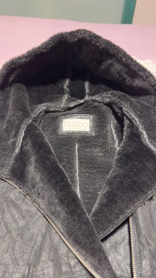 Abrigo de piel auténtica Isaco mujer (S) negro