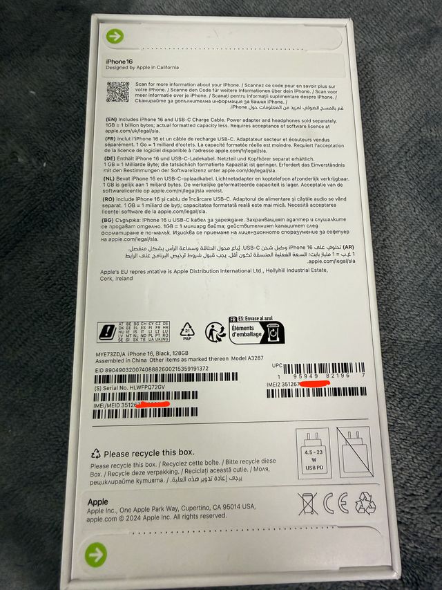 iPhone 16 128GB Negro Precintado SIN ABRIR