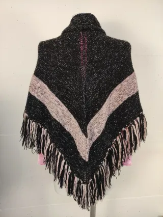 Sciarpa donna fili argento nero e rosa