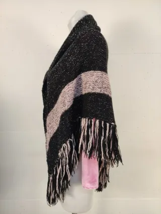 Sciarpa donna fili argento nero e rosa