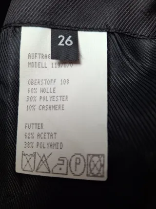 Cappotto nero da uomo XL in lana e cachemire