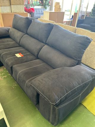 Sofá Negro Chaise Longue Tela