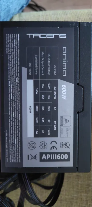 Fuente Alimentación Tacens Anima APIII600 600W
