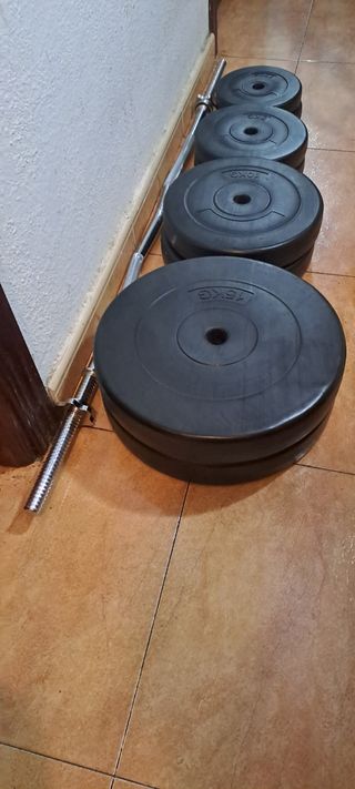 PESAS KIT 70KG BARRA Z DISCOS 15K 10K 5K