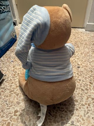 Osito peluche con manta bebé azul