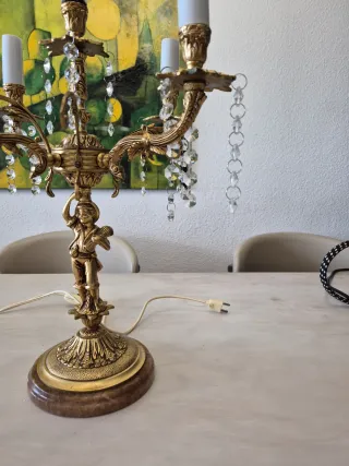 Candelabro Bronce y Mármol Eléctrico