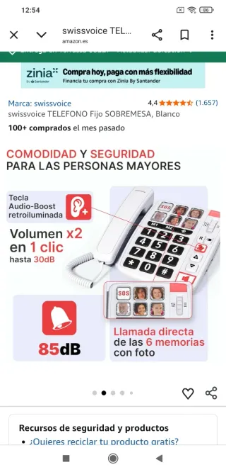 Teléfono Fácil Swissvoice Xtra 1110 teclas grandes
