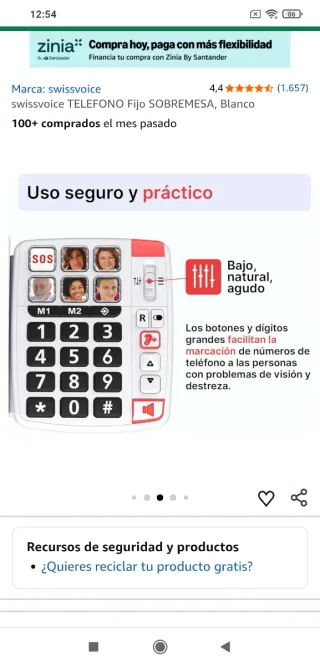 Teléfono Fácil Swissvoice Xtra 1110 teclas grandes