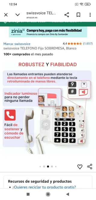 Teléfono Fácil Swissvoice Xtra 1110 teclas grandes