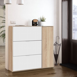 Zapatero Recibidor 4 Puertas. Roble Canadian/Blan